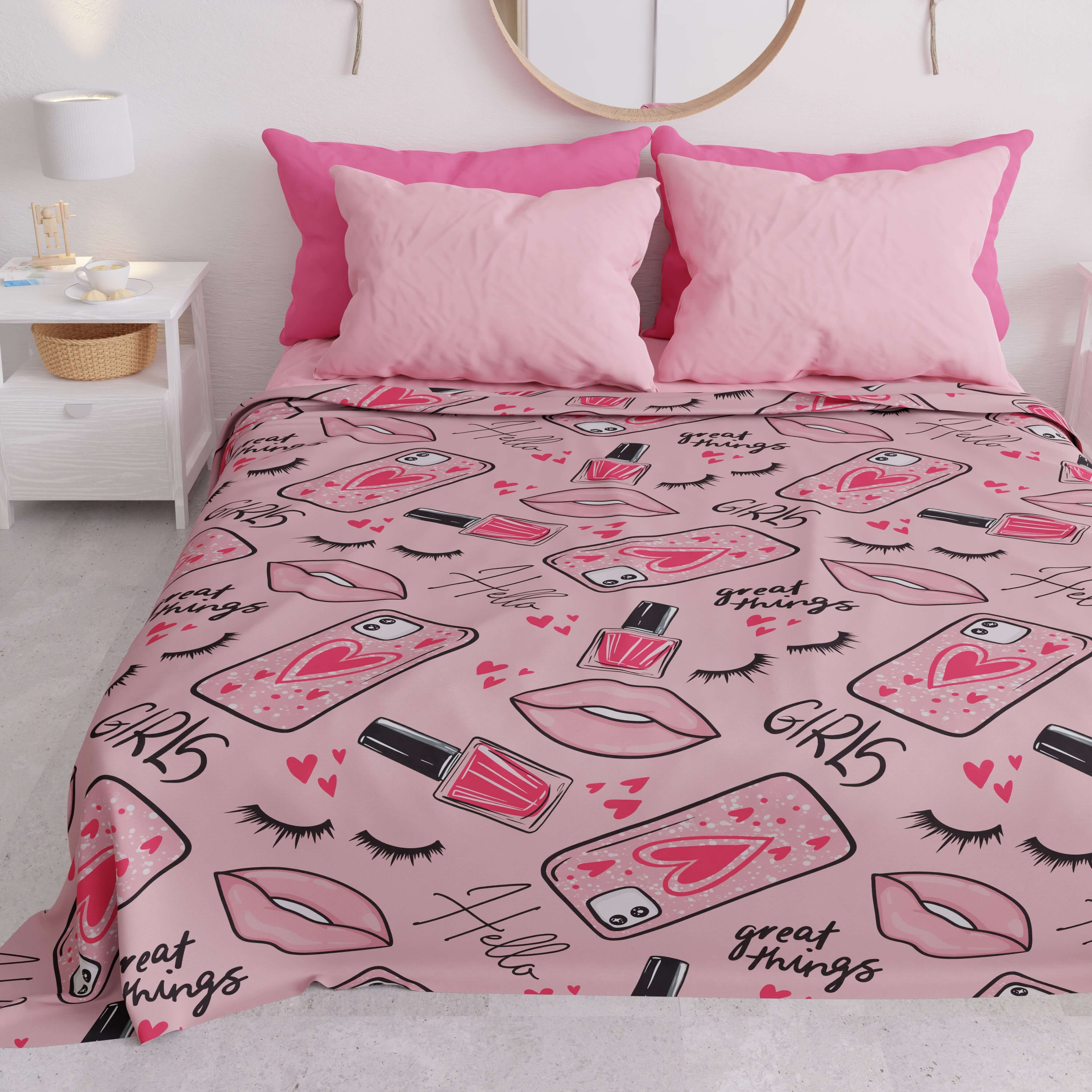 PETTI Copriletto Estivo, Coperta Leggera, Lenzuola Copriletto Lipstick Rosa