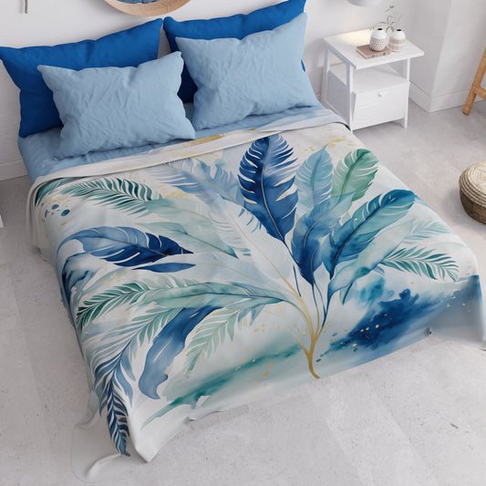 Boutis d'été, Couverture légère, Draps boutis Palmwater Bleu