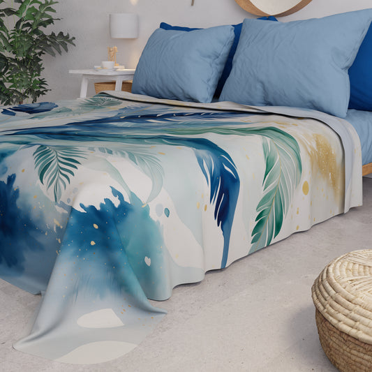 Boutis d'été, Couverture légère, Draps boutis Palmwater Bleu