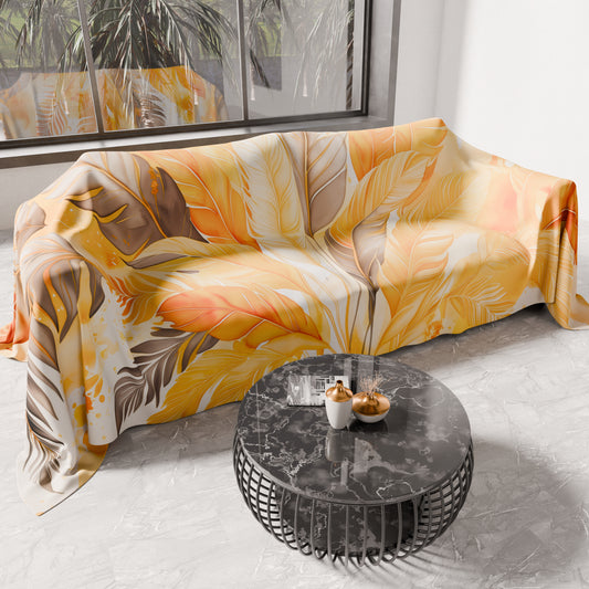 Telo Arredo Copridivano, Copriletto, Copritavolo e Copritutto in Microfibra | Fantasia Palmwater Giallo