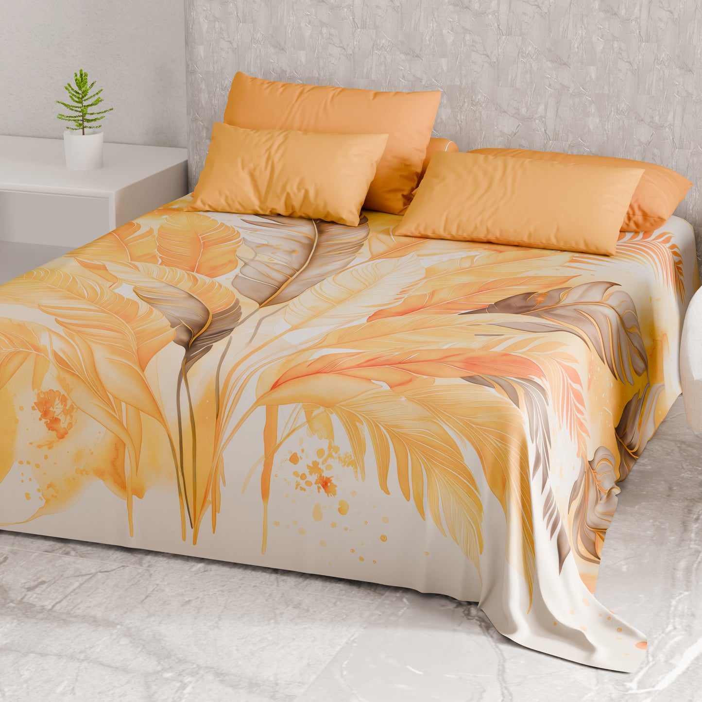 Drap housse pour canapé, couvre-lit, nappe et tout usage en microfibre | Motif Palmwater Jaune