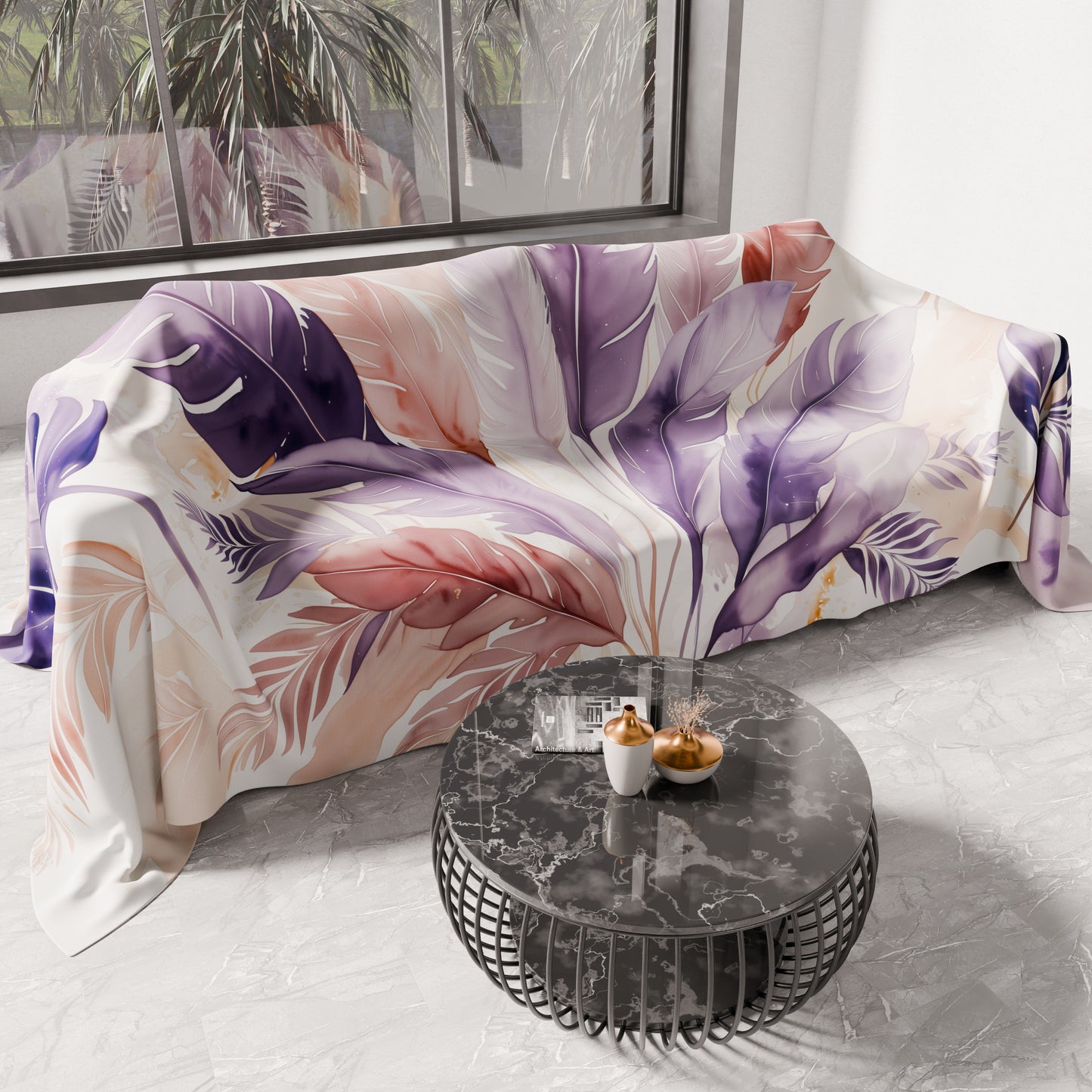 Copriletto Estivo, Coperta Leggera, Lenzuola Copriletto Palmwater Lilla