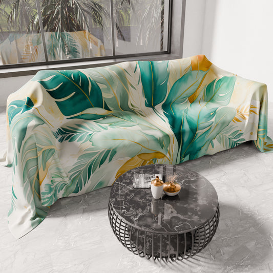 Telo Arredo Copridivano, Copriletto, Copritavolo e Copritutto in Microfibra | Fantasia Palmwater Ottanio