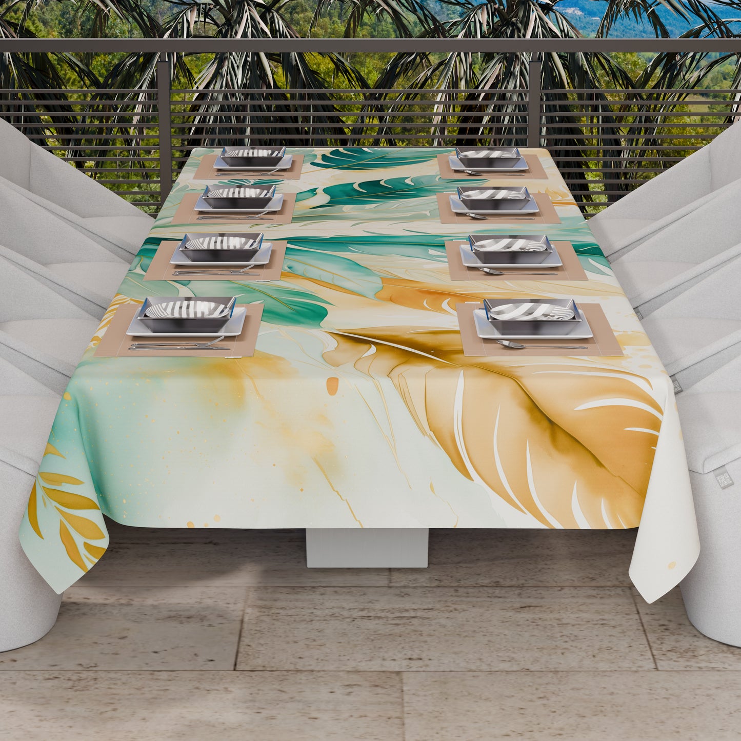 Telo Arredo Copridivano, Copriletto, Copritavolo e Copritutto in Microfibra | Fantasia Palmwater Ottanio