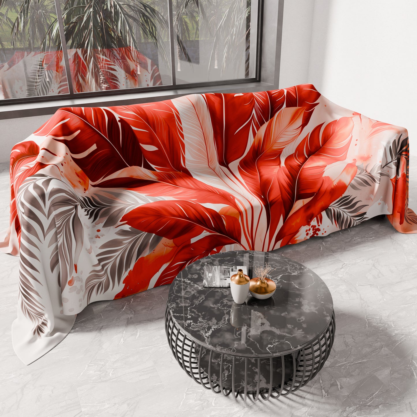 Copriletto Estivo, Coperta Leggera, Lenzuola Copriletto Palmwater Rosso