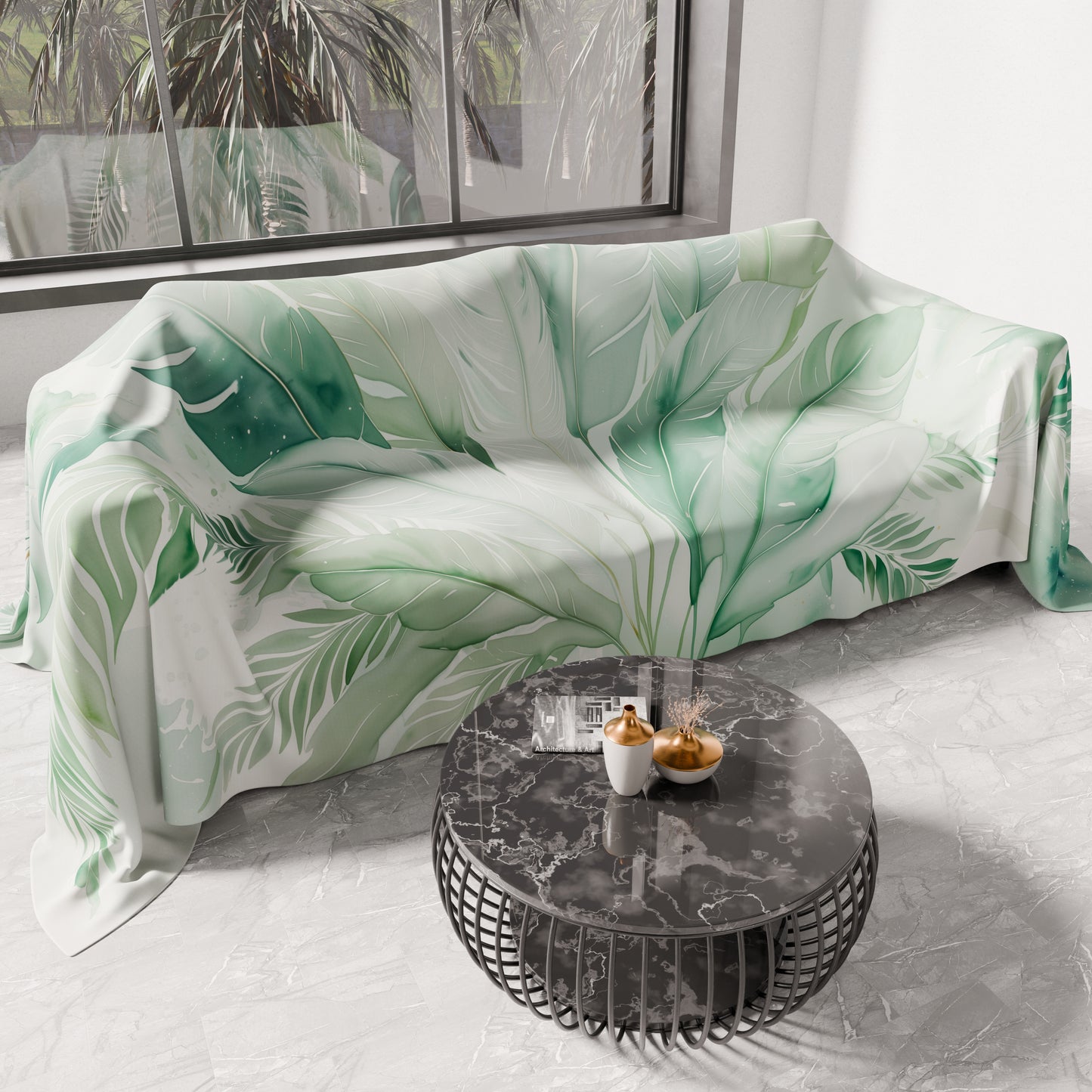 Copriletto Estivo, Coperta Leggera, Lenzuola Copriletto Palmwater Salvia