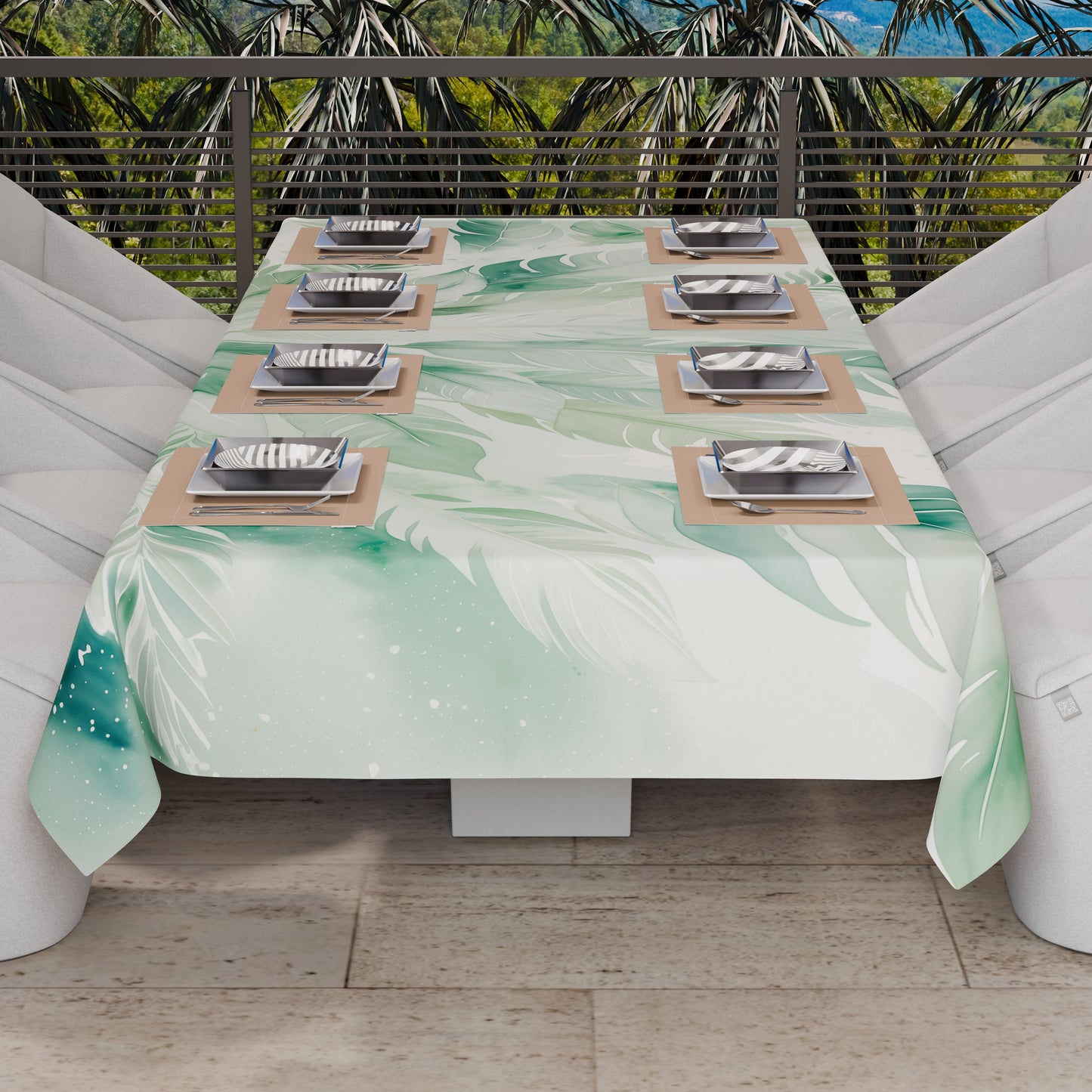 Telo Arredo Copridivano, Copriletto, Copritavolo e Copritutto in Microfibra | Fantasia Palmwater Salvia