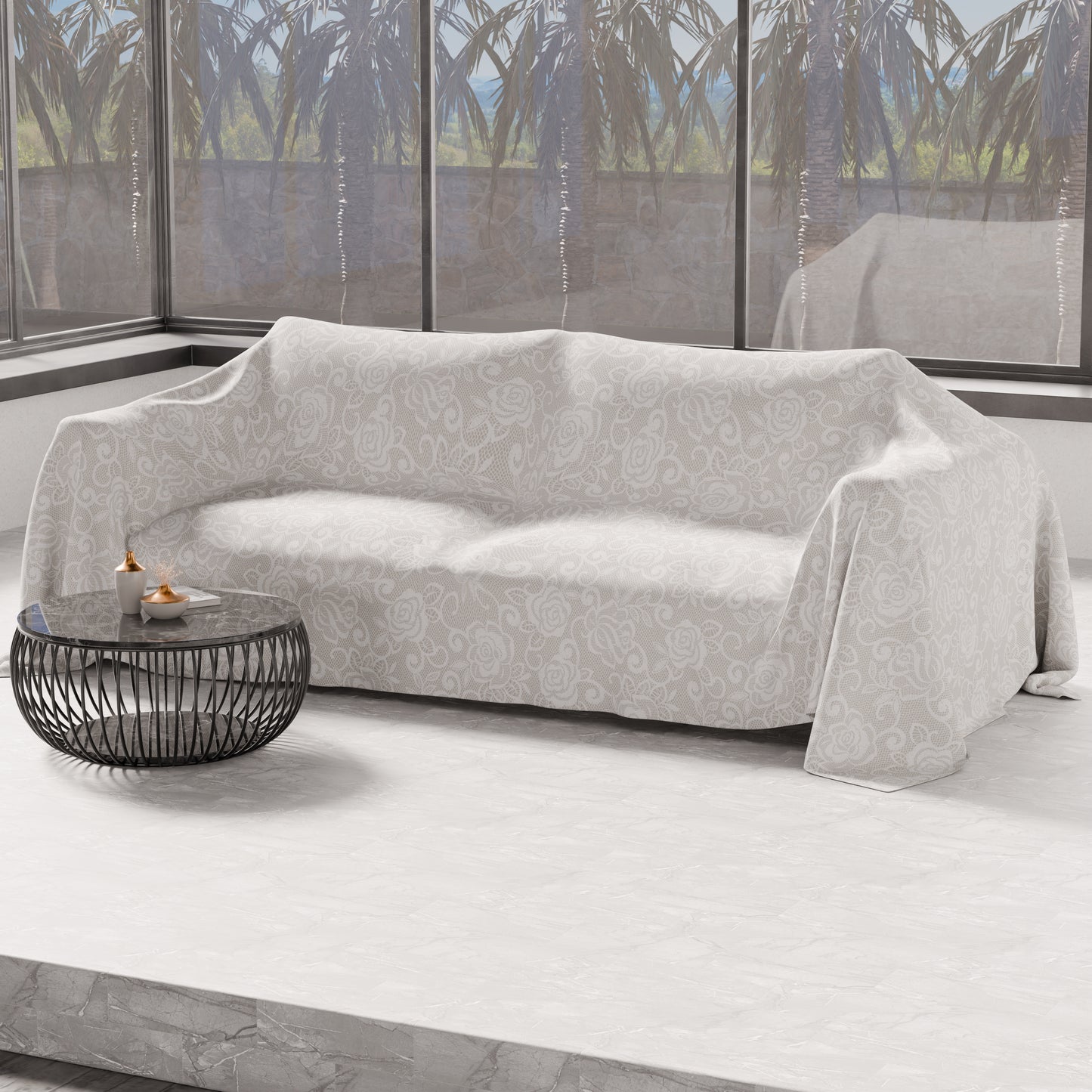 Telo Arredo Copridivano, Copriletto, Copritavolo e Copritutto in Microfibra | Fantasia Pizzo