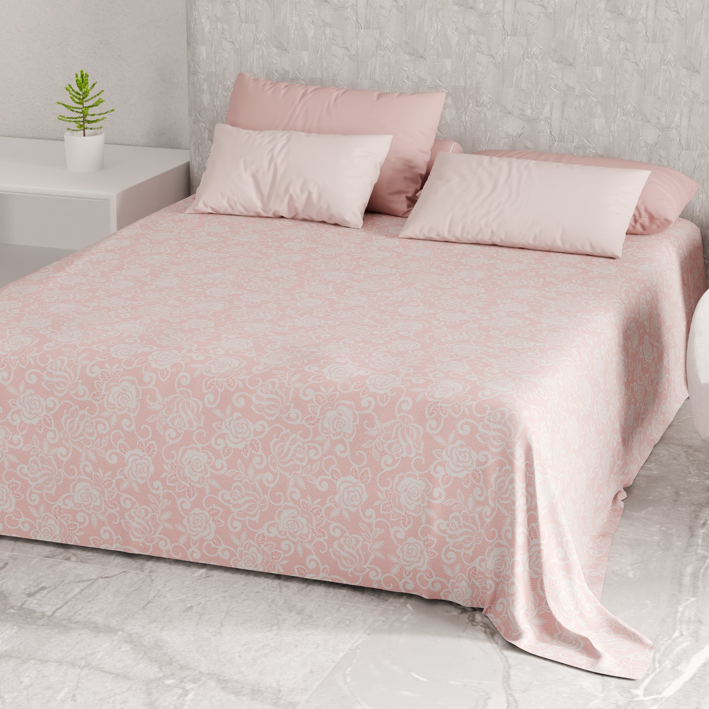 Telo Arredo Copridivano, Copriletto, Copritavolo e Copritutto in Microfibra | Fantasia Pizzo Rosa