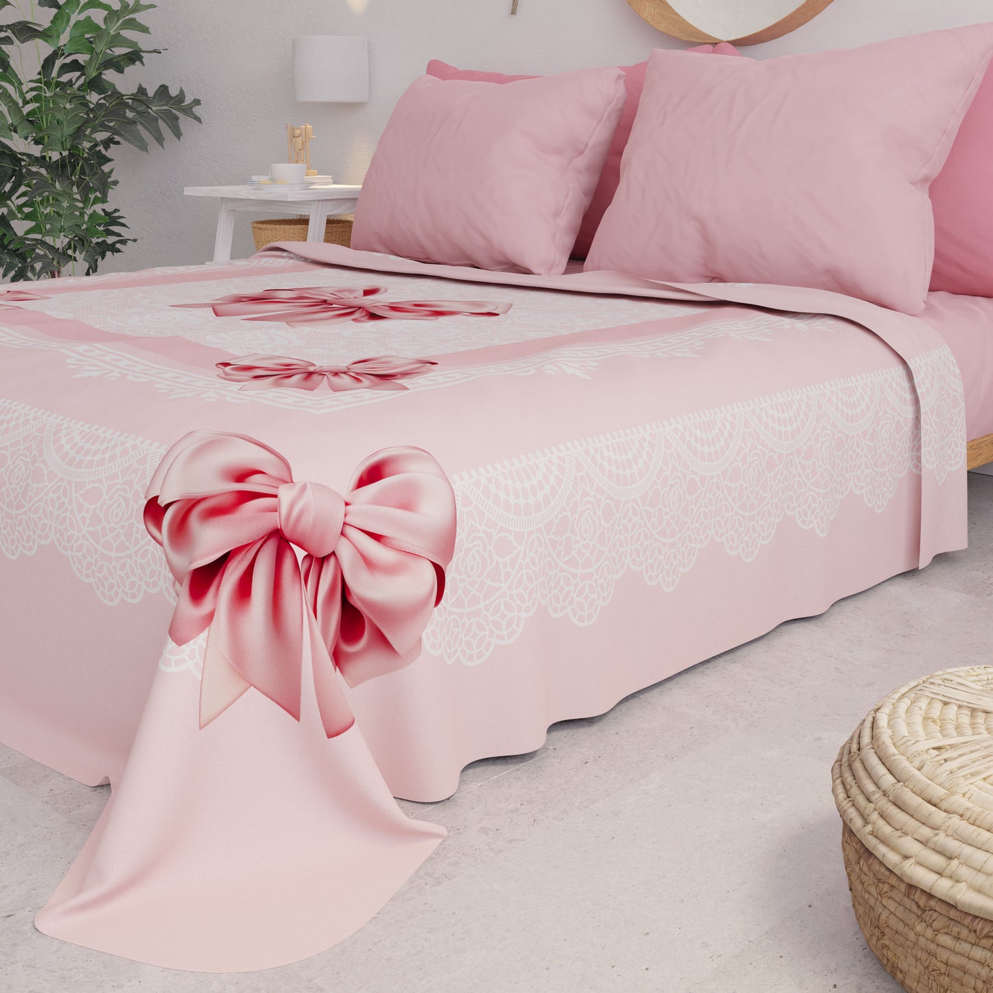 Summer Bedspread, Light Blanket, Bedspread Sheets, Pink Bow