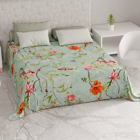 Telo Arredo Copridivano, Copriletto, Copritavolo e Copritutto in Microfibra | Fantasia Spring Acquamarina