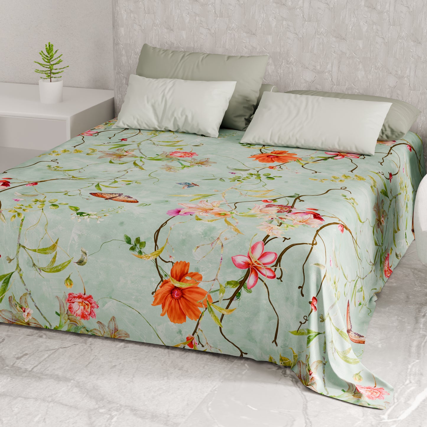 Telo Arredo Copridivano, Copriletto, Copritavolo e Copritutto in Microfibra | Fantasia Spring Acquamarina