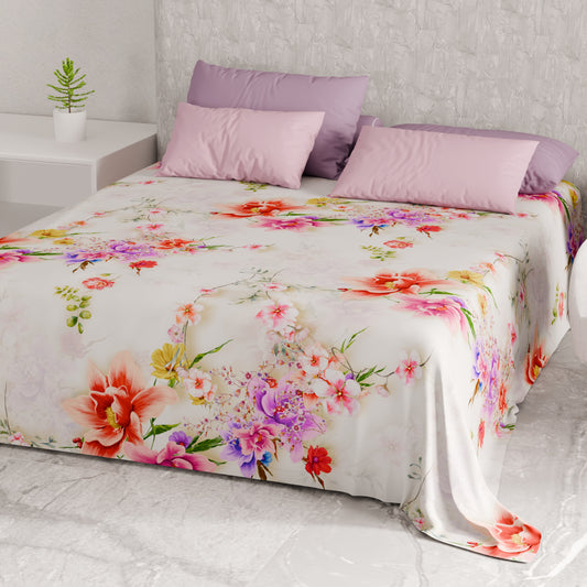 Telo Arredo Copridivano, Copriletto, Copritavolo e Copritutto in Microfibra | Fantasia Spring Bianco