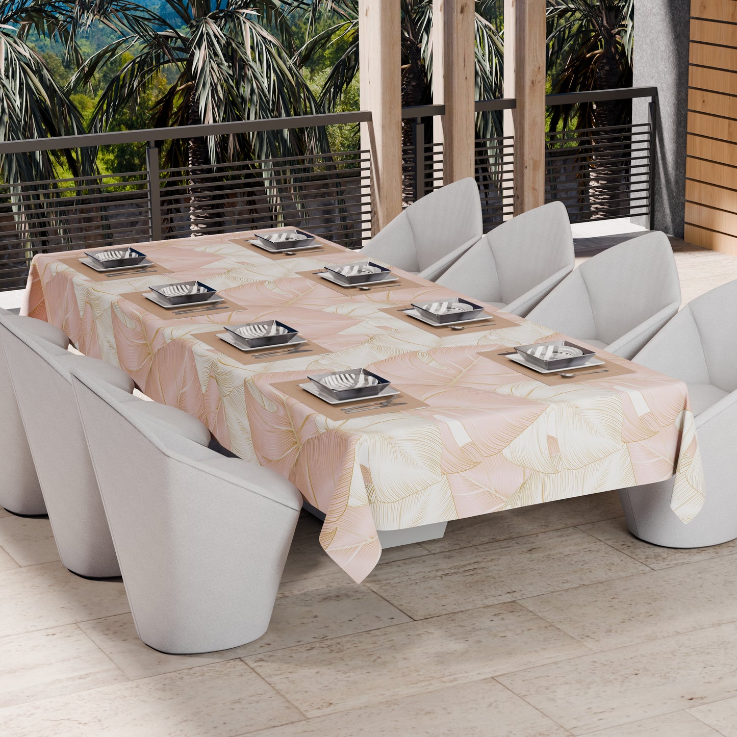 Telo Arredo Copridivano, Copriletto, Copritavolo e Copritutto in Microfibra | Fantasia Tropical Cipria e Oro