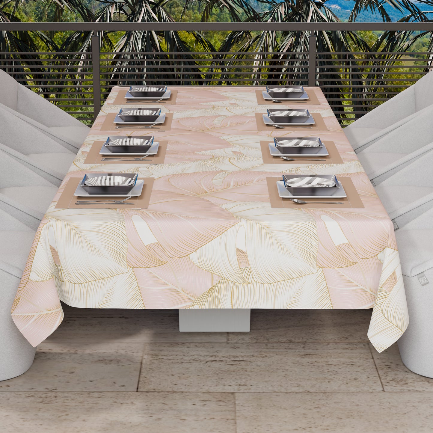 Telo Arredo Copridivano, Copriletto, Copritavolo e Copritutto in Microfibra | Fantasia Tropical Cipria e Oro