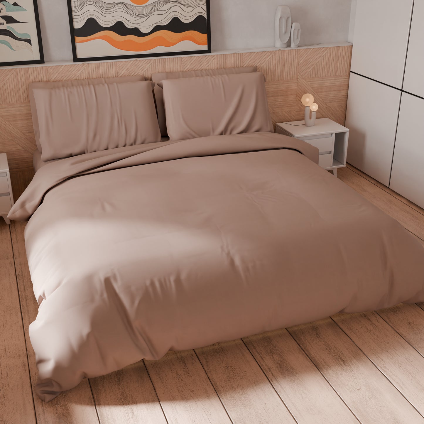 Copripiumino Matrimoniale, Sacco Copripiumino e Federe, Tinta Unita Rosa Antico