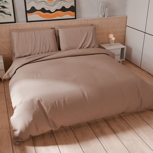 Copripiumino Matrimoniale, Sacco Copripiumino e Federe, Tinta Unita Rosa Antico
