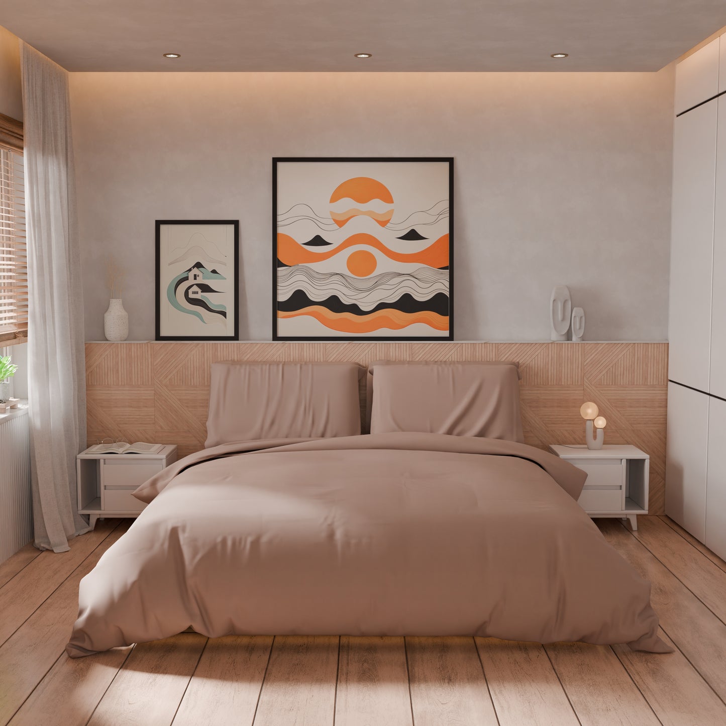 Copripiumino Matrimoniale, Sacco Copripiumino e Federe, Tinta Unita Rosa Antico