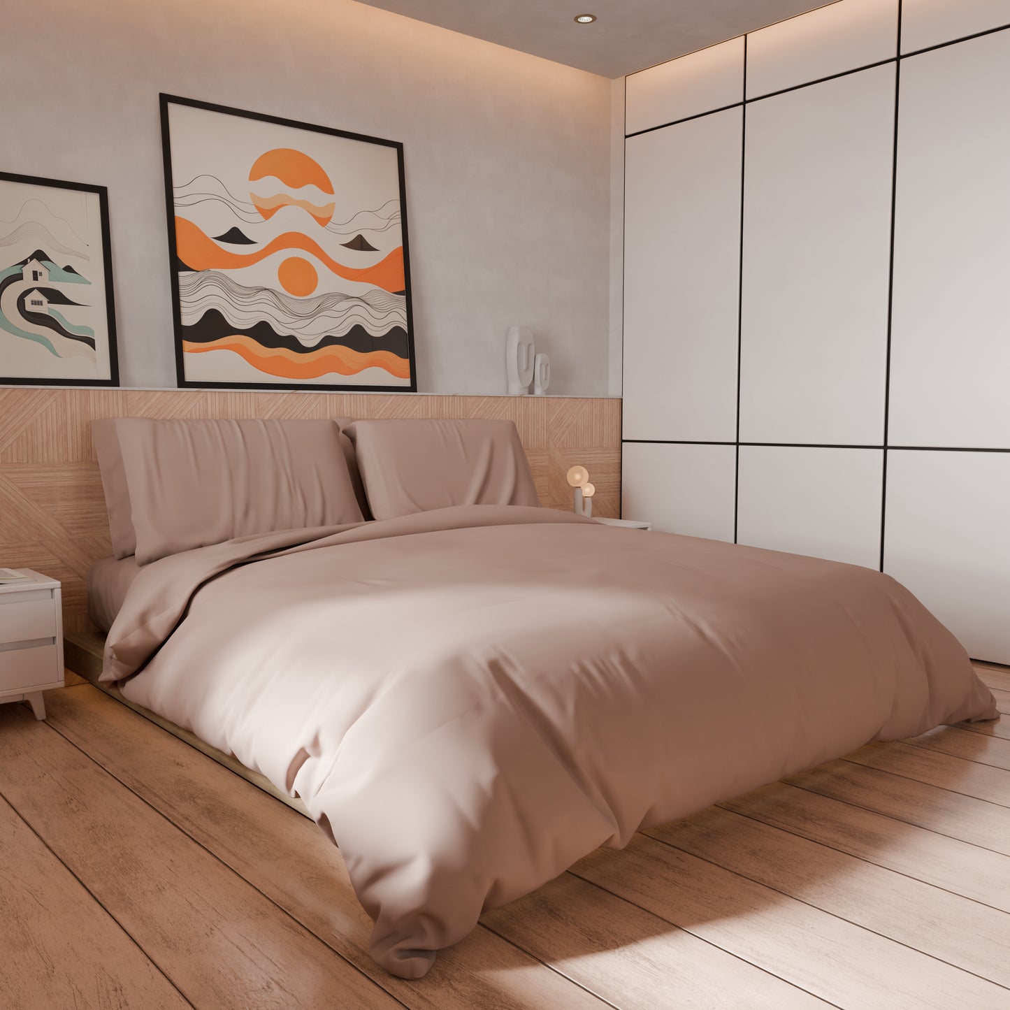 Copripiumino Matrimoniale, Sacco Copripiumino e Federe, Tinta Unita Rosa Antico