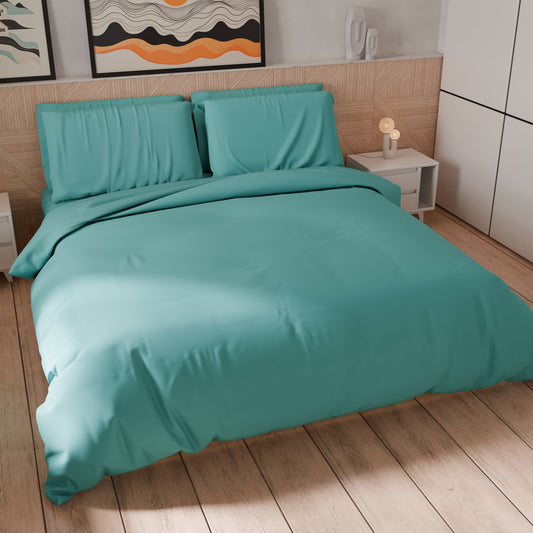 Copripiumino Matrimoniale, Sacco Copripiumino e Federe, Tinta Unita Tiffany