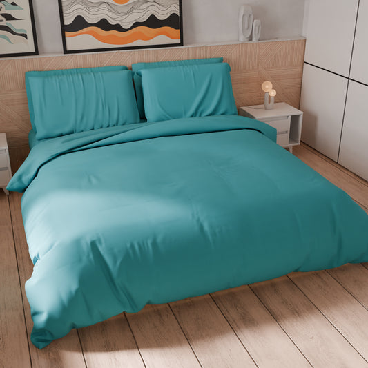 Copripiumino Matrimoniale, Sacco Copripiumino e Federe, Tinta Unita Tiffany