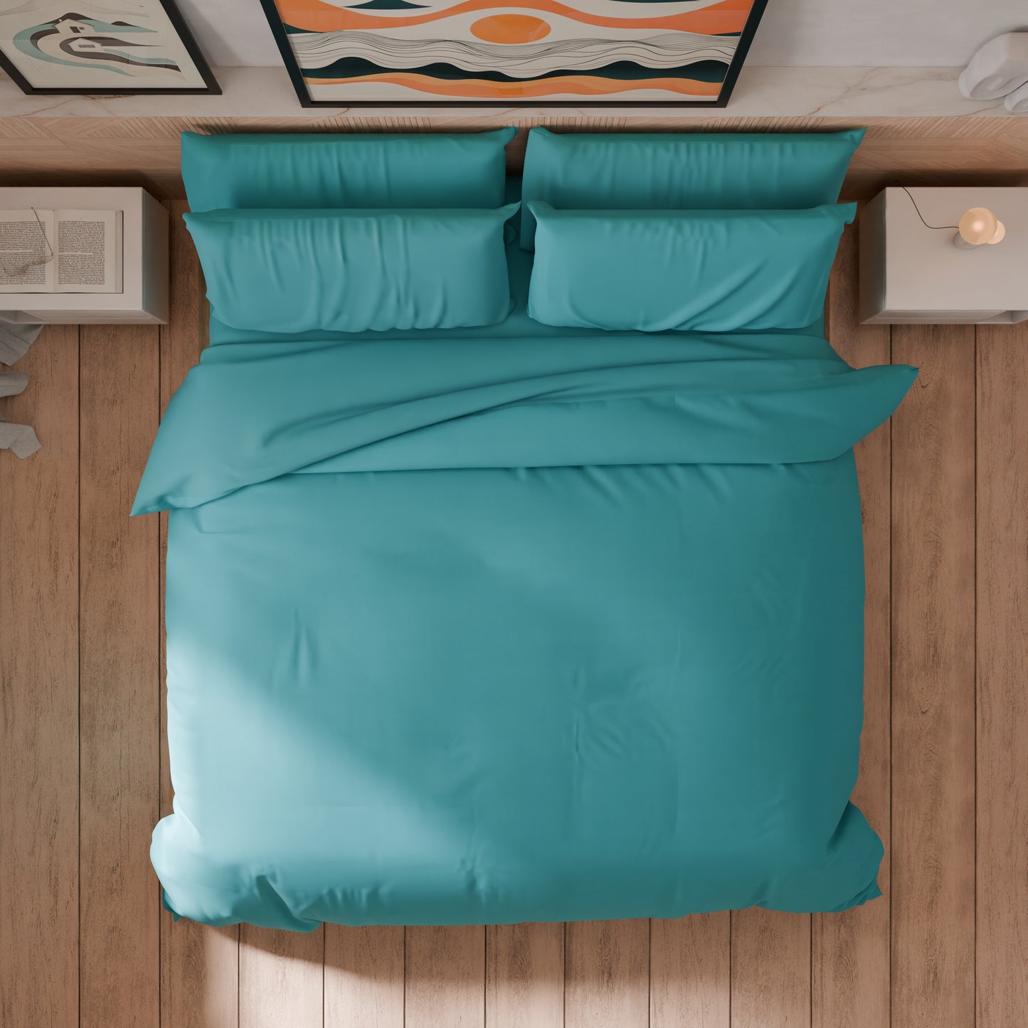 Copripiumino Matrimoniale, Sacco Copripiumino e Federe, Tinta Unita Tiffany