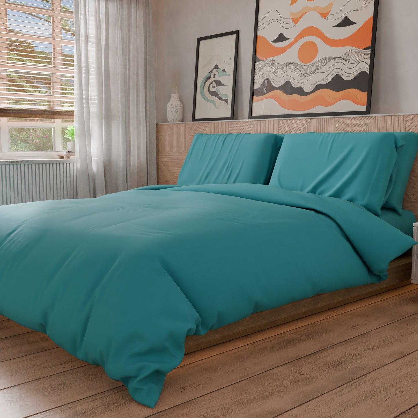 Copripiumino Matrimoniale, Sacco Copripiumino e Federe, Tinta Unita Tiffany