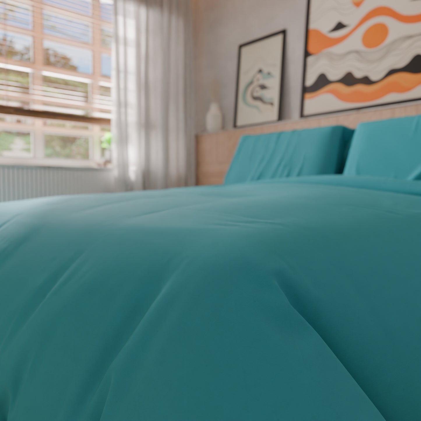 Copripiumino Matrimoniale, Sacco Copripiumino e Federe, Tinta Unita Tiffany