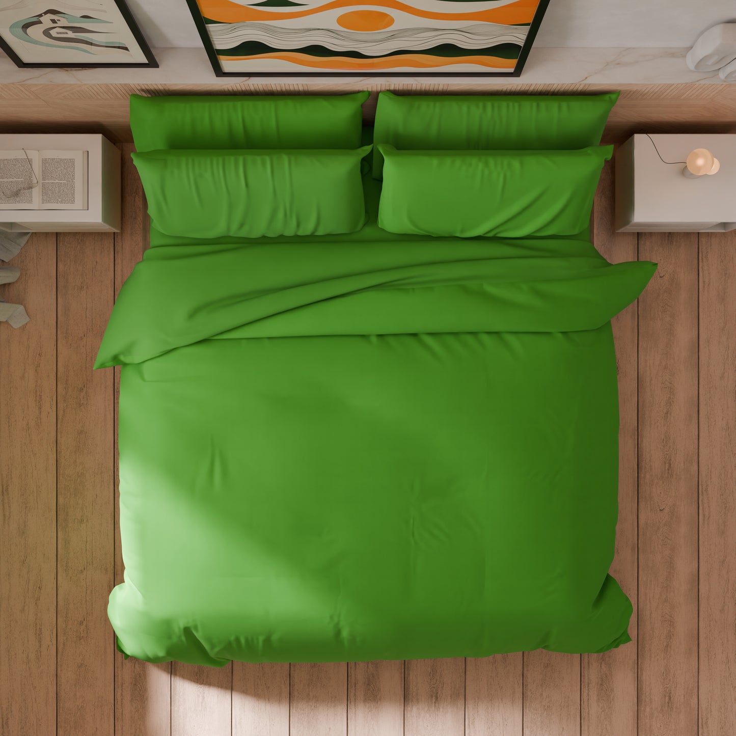 Copripiumino Matrimoniale, Sacco Copripiumino e Federe, Tinta Unita Verde Mela