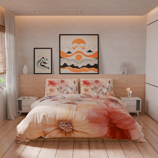 Housse de couette double, simple, une place et demie, florale F1