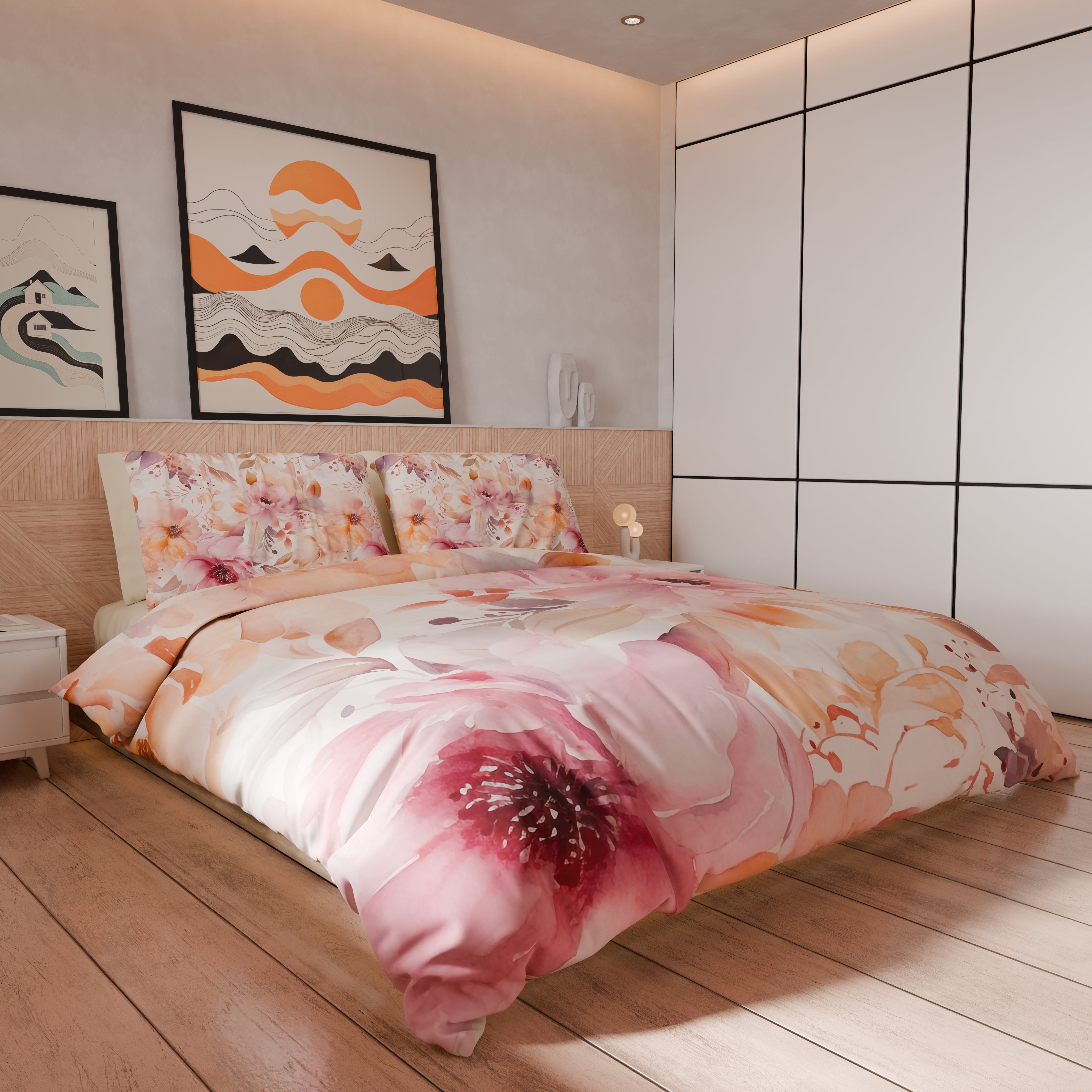 Qucover Copripiumino Matrimoniale 200x200 Cm, Stampa Floreale Stile Rustico, In Microfibra, Con 2 Federe 50x75 Cm, Cerniera Metallica E Lacci, Biancheria Da Letto Leggera