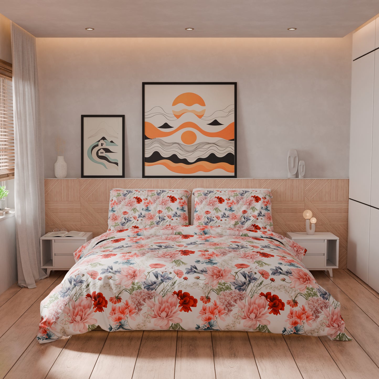 Copripiumino Matrimoniale, Singolo, Una Piazza e Mezza, Floreale 19-00