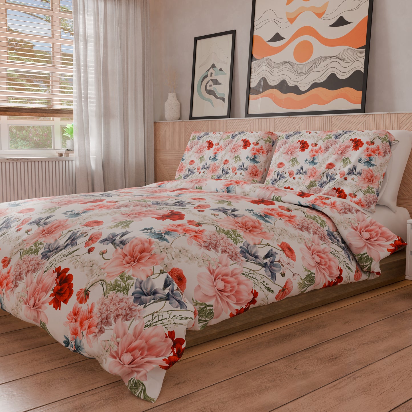 Copripiumino Matrimoniale, Singolo, Una Piazza e Mezza, Floreale 19-00