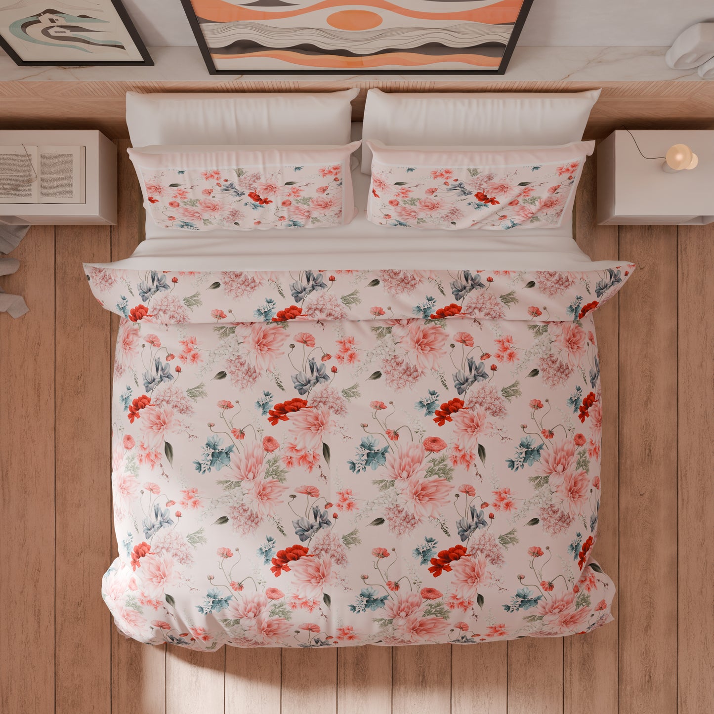 Copripiumino Matrimoniale, Singolo, Una Piazza e Mezza, Floreale 19-03