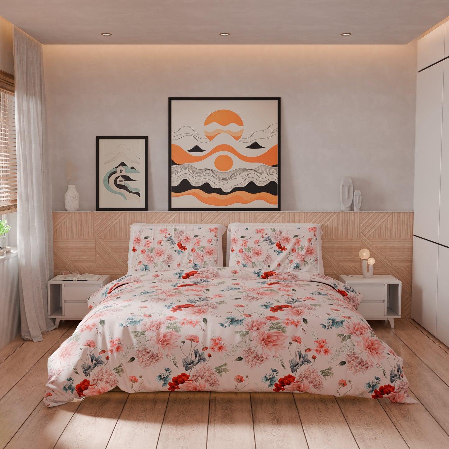 Copripiumino Matrimoniale, Singolo, Una Piazza e Mezza, Floreale 19-03