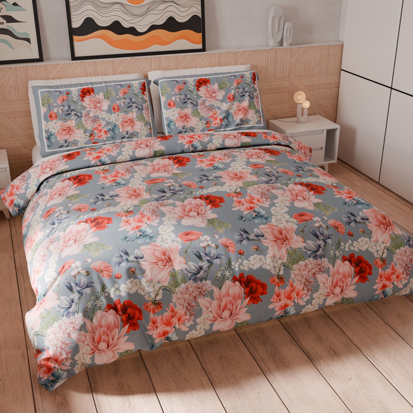 Copripiumino Matrimoniale, Singolo, Una Piazza e Mezza, Floreale 19-04