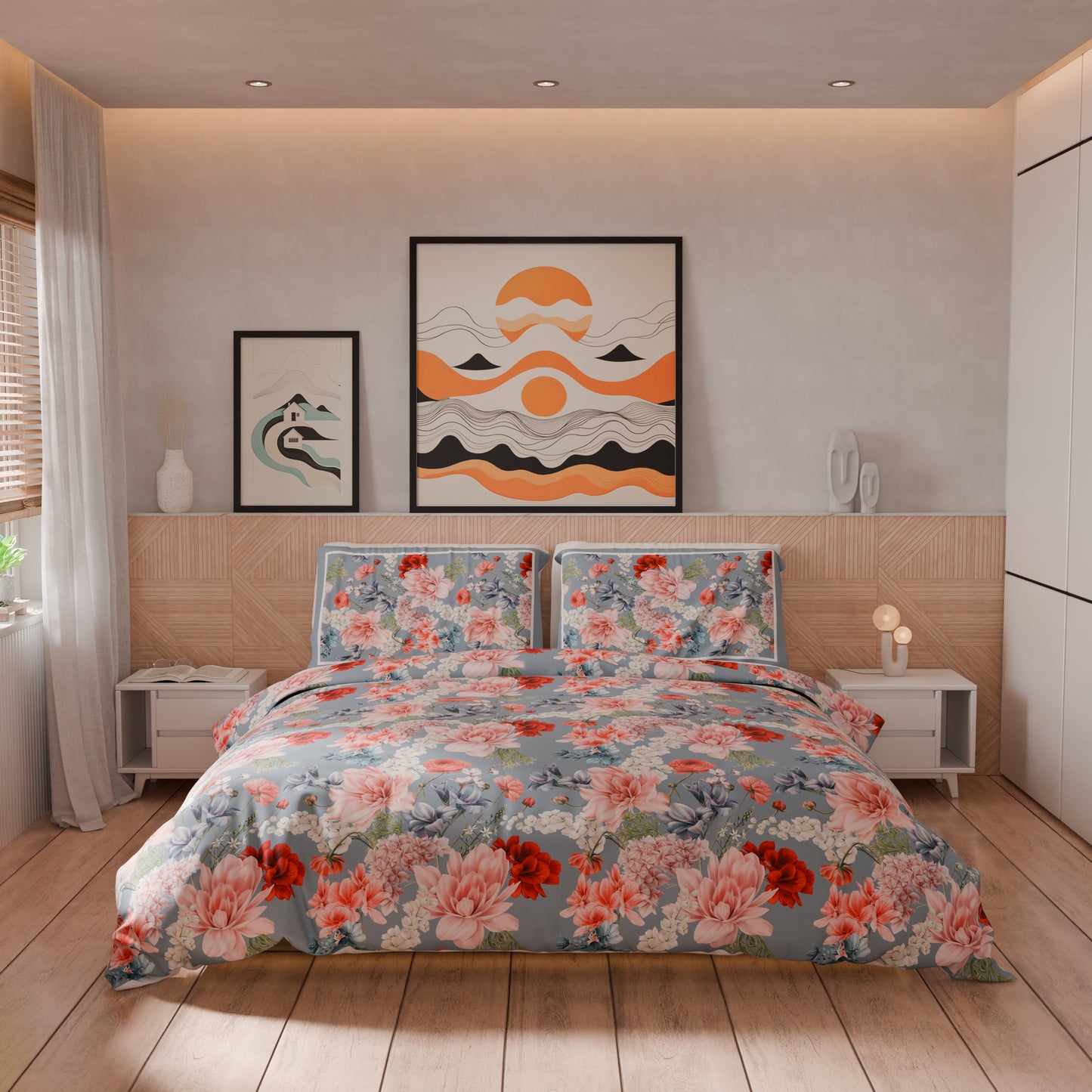 Copripiumino Matrimoniale, Singolo, Una Piazza e Mezza, Floreale 19-04