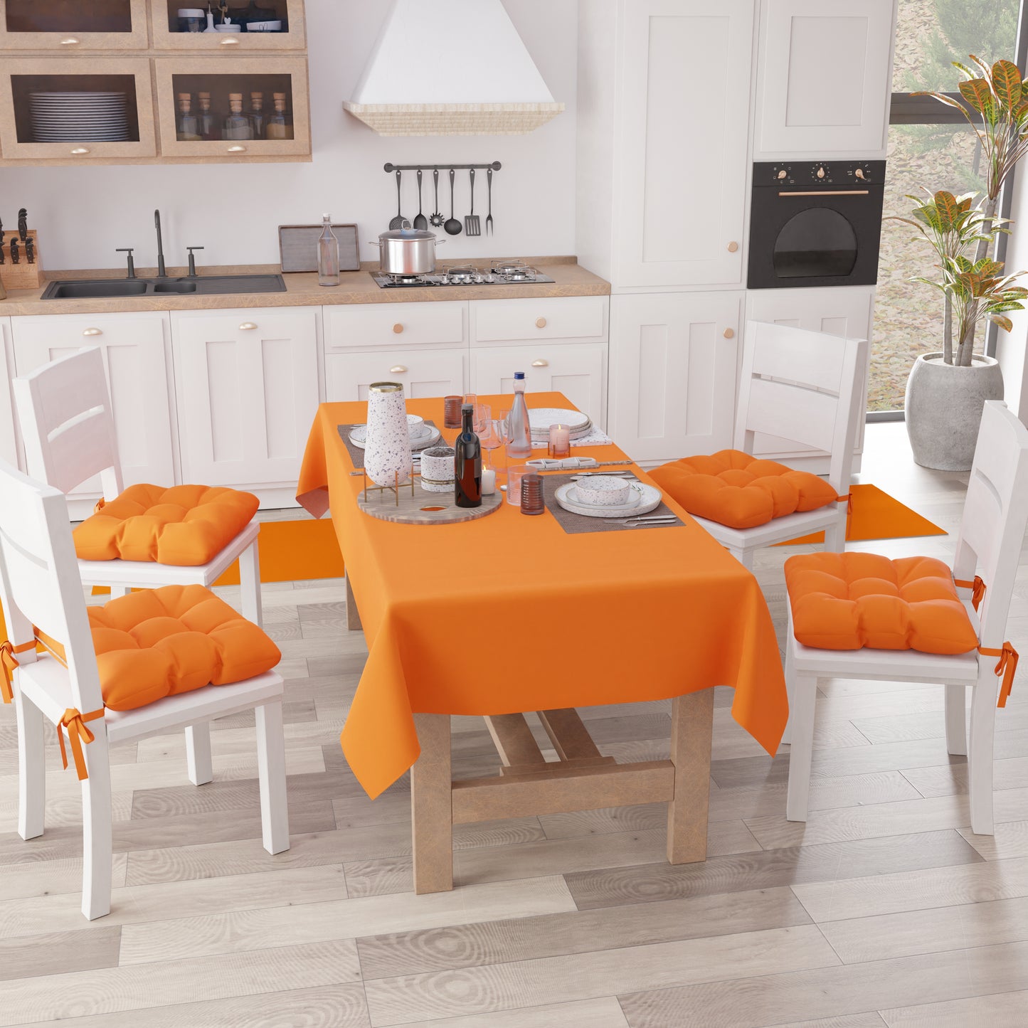 Coussins de chaise de cuisine, coussins de chaise 6 pièces Orange