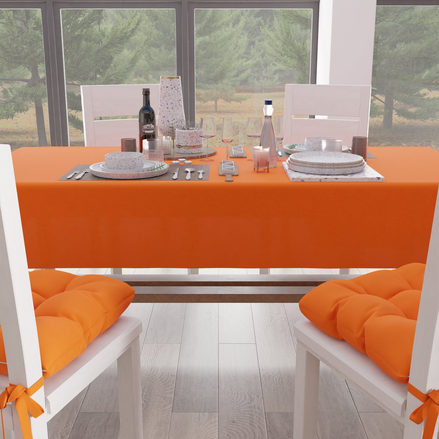 Cotton Tablecloth, Orange Solid Color Tablecloth