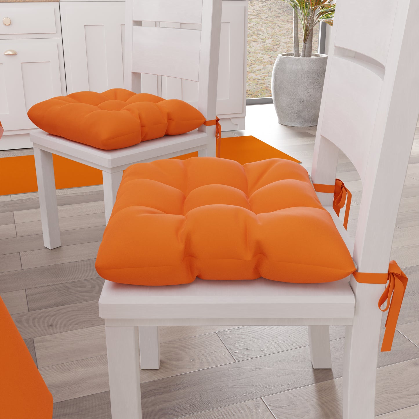 Kitchen Chair Cushions, Chair Covers 6 Pieces Orange