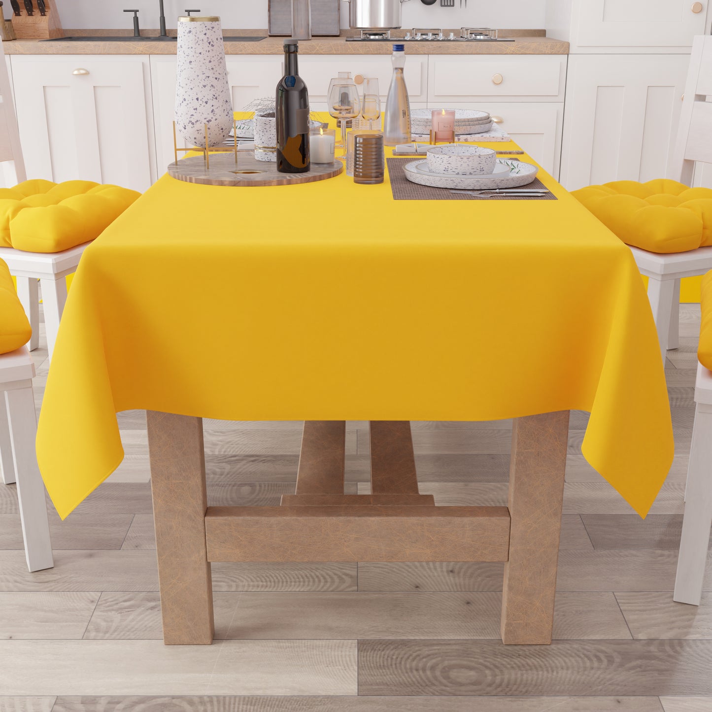 Cotton Tablecloth, Plain Yellow Tablecloth
