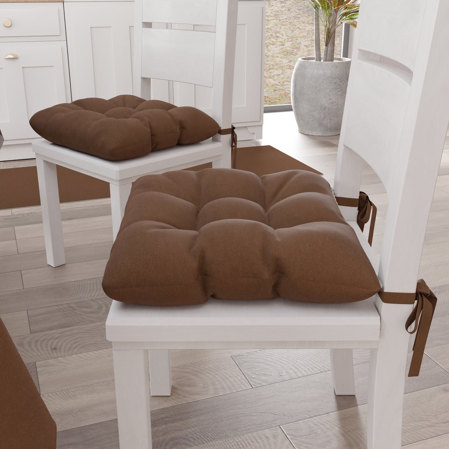Kitchen Chair Cushions, Chair Cushions 6 Pieces Brown