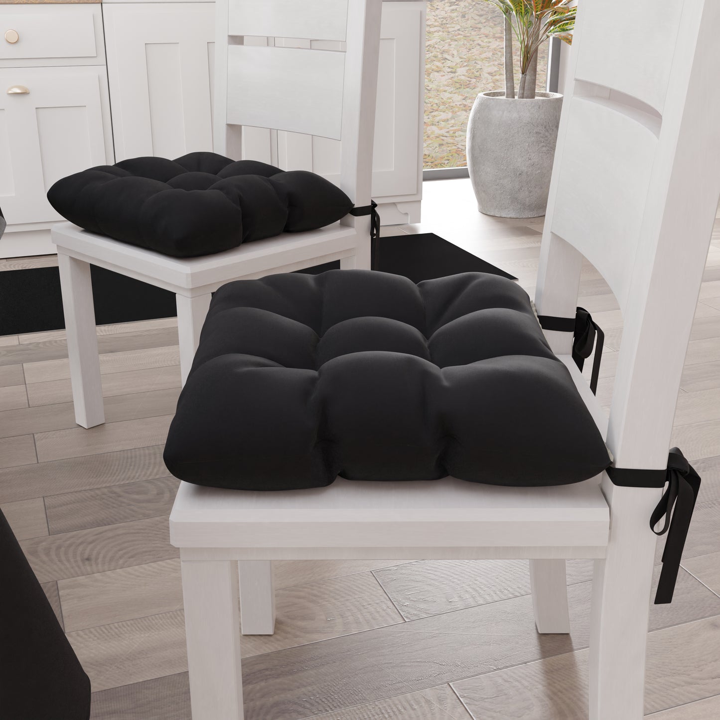 Coussins de chaise de cuisine, coussins de chaise 6 pièces noirs
