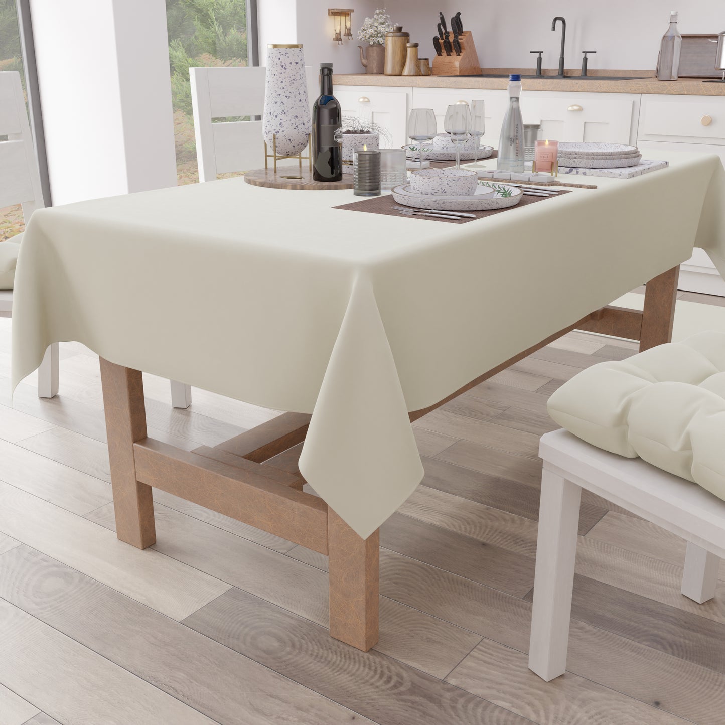 Cotton Tablecloth, Plain Cream Tablecloth