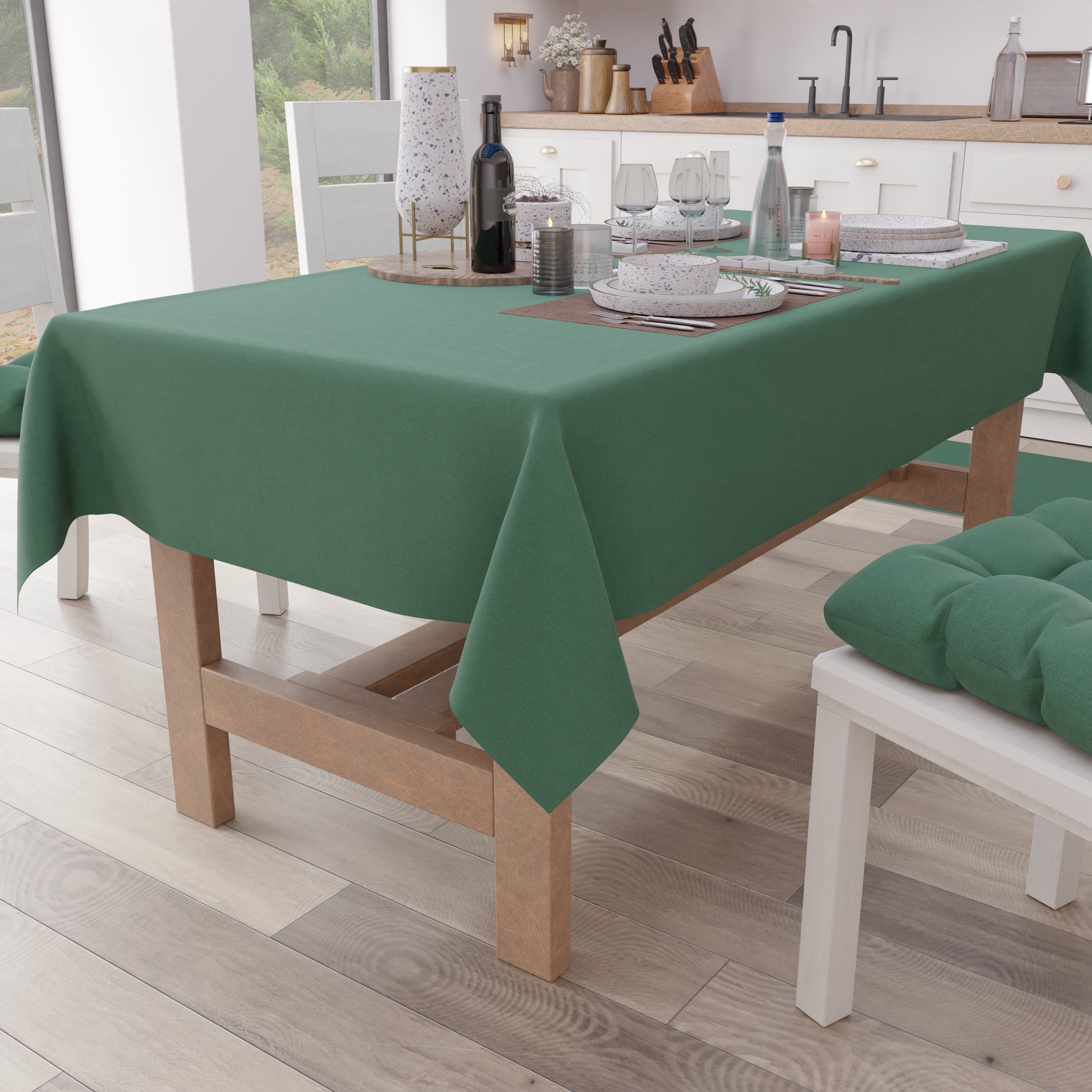 Tovaglia Rettangolare Home Direct In Poliestere – 140x180 Cm, Verde Salvia, Antipiega, Lavabile In Lavatrice