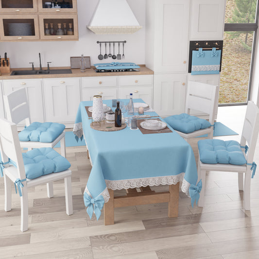 Couvre-feu Shabby Chic avec dentelle et nœud Bleu ciel