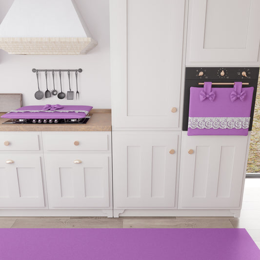 Copriforno Elegante Shabby Chic con Pizzo e Fiocchi Lilla