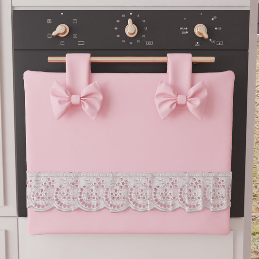 Copriforno Elegante Shabby Chic con Pizzo e Fiocchi Rosa