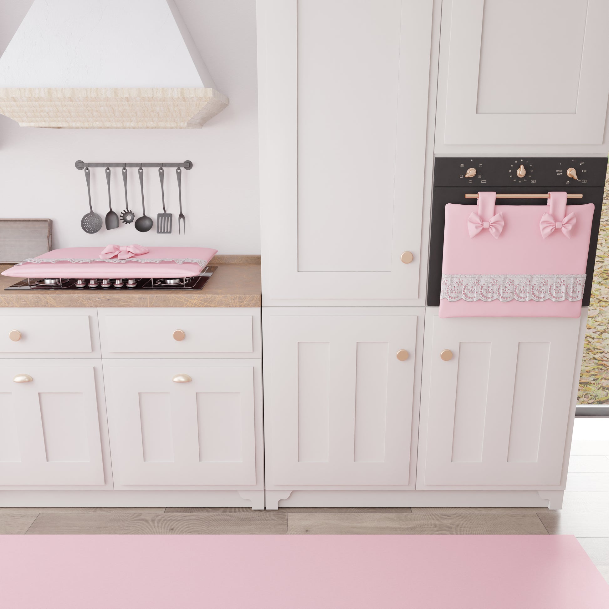 Copri Piano Cottura 80x52 Vetro Rosa Cibo - Protezione Elegante Copri Piano Cottura 80x52 Vetro Rosa Cibo - Protezione Elegante
