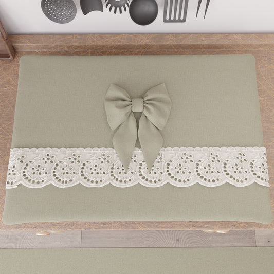 Shabby Chic Stove Cover with Lace and Sand Bow 